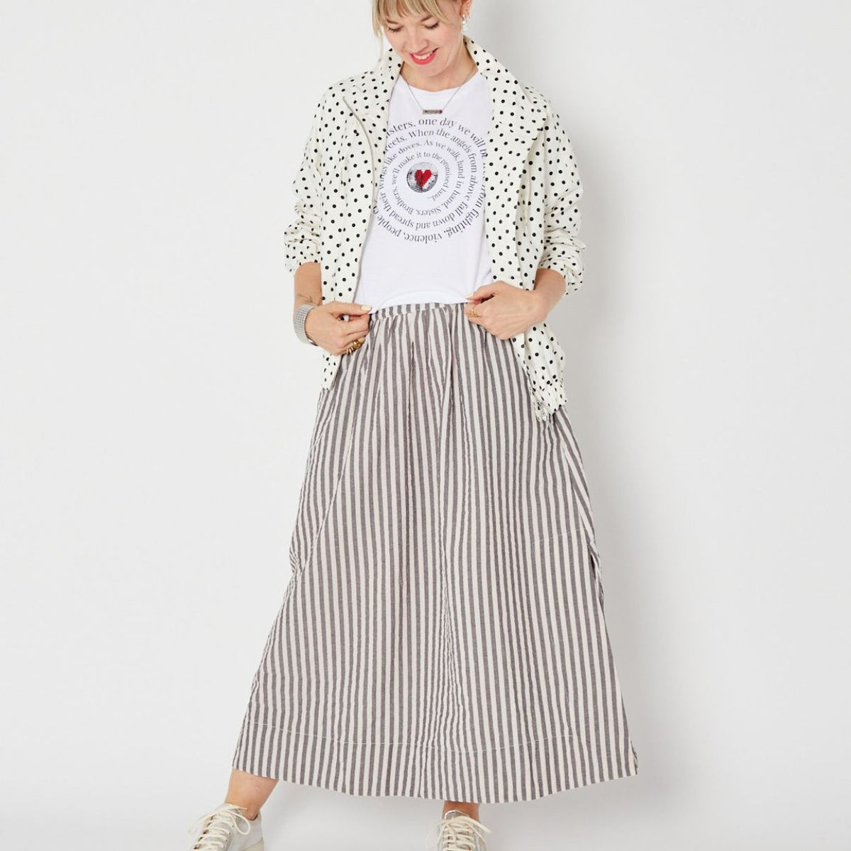 Stripe cotton a line skirt summer festival disko kids 