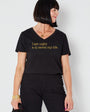 Last Night a DJ V Neck Tshirt Black & Gold - Disko Kids