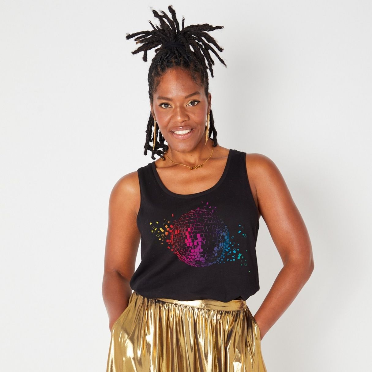Disco Down Patti Vest Rainbow