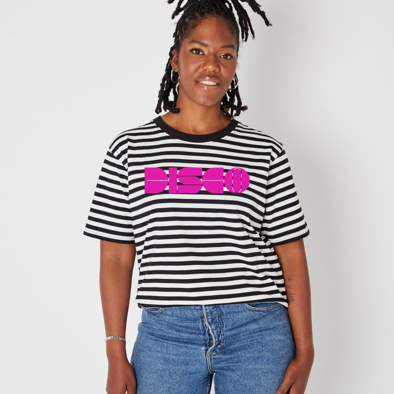 Disco Striped Donna Tshirt Pink