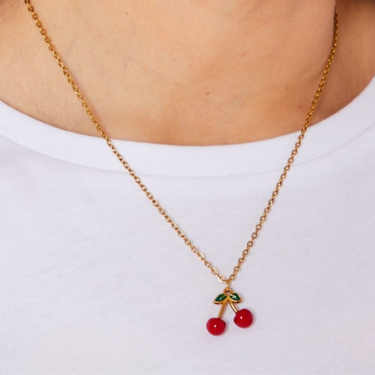cherries necklace charm jewellery disko kids festival fun gift 