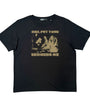 black ladies tshirt gold retro print of vinyl records