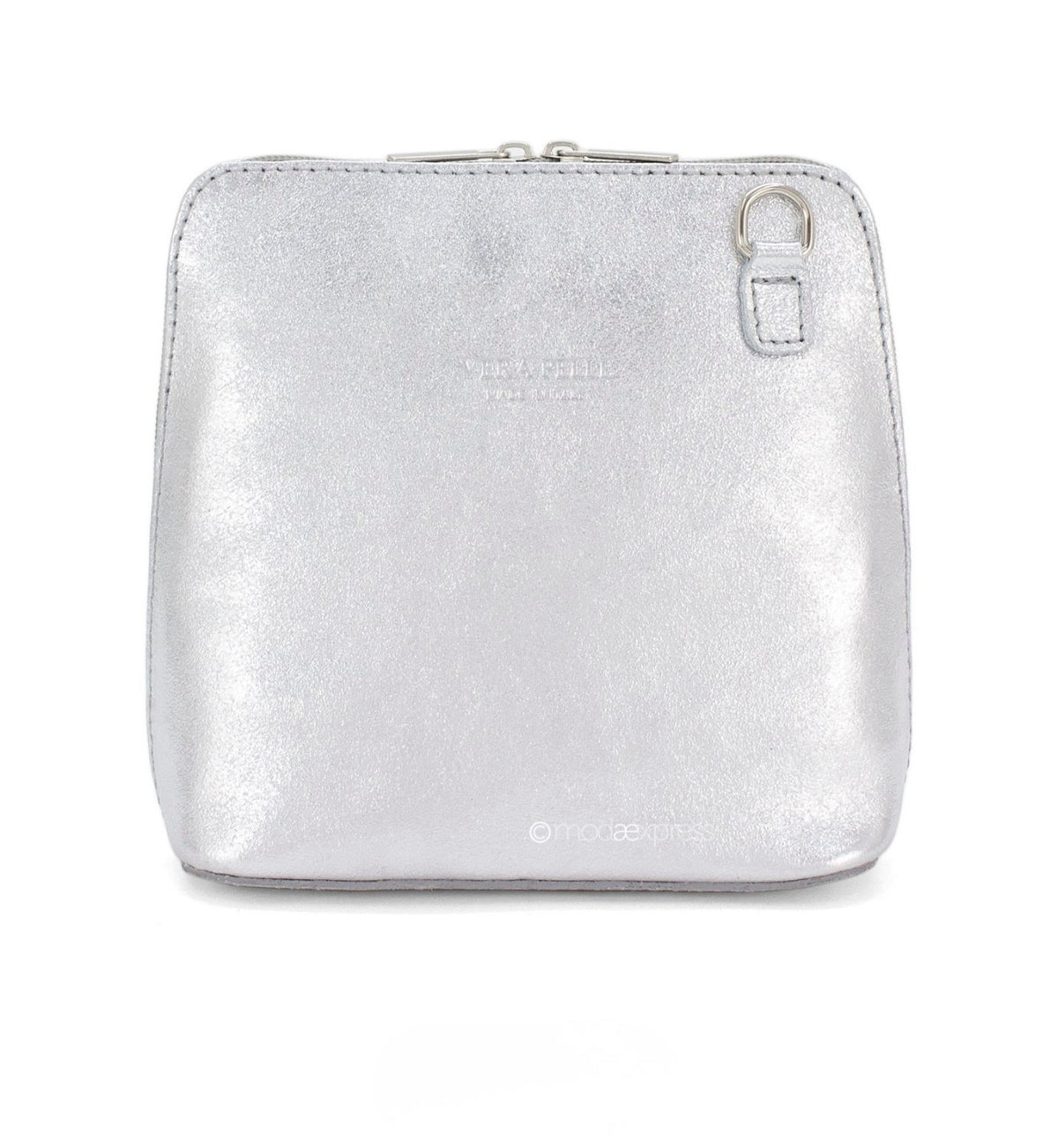 silver metallic crossbody bag - evening bag