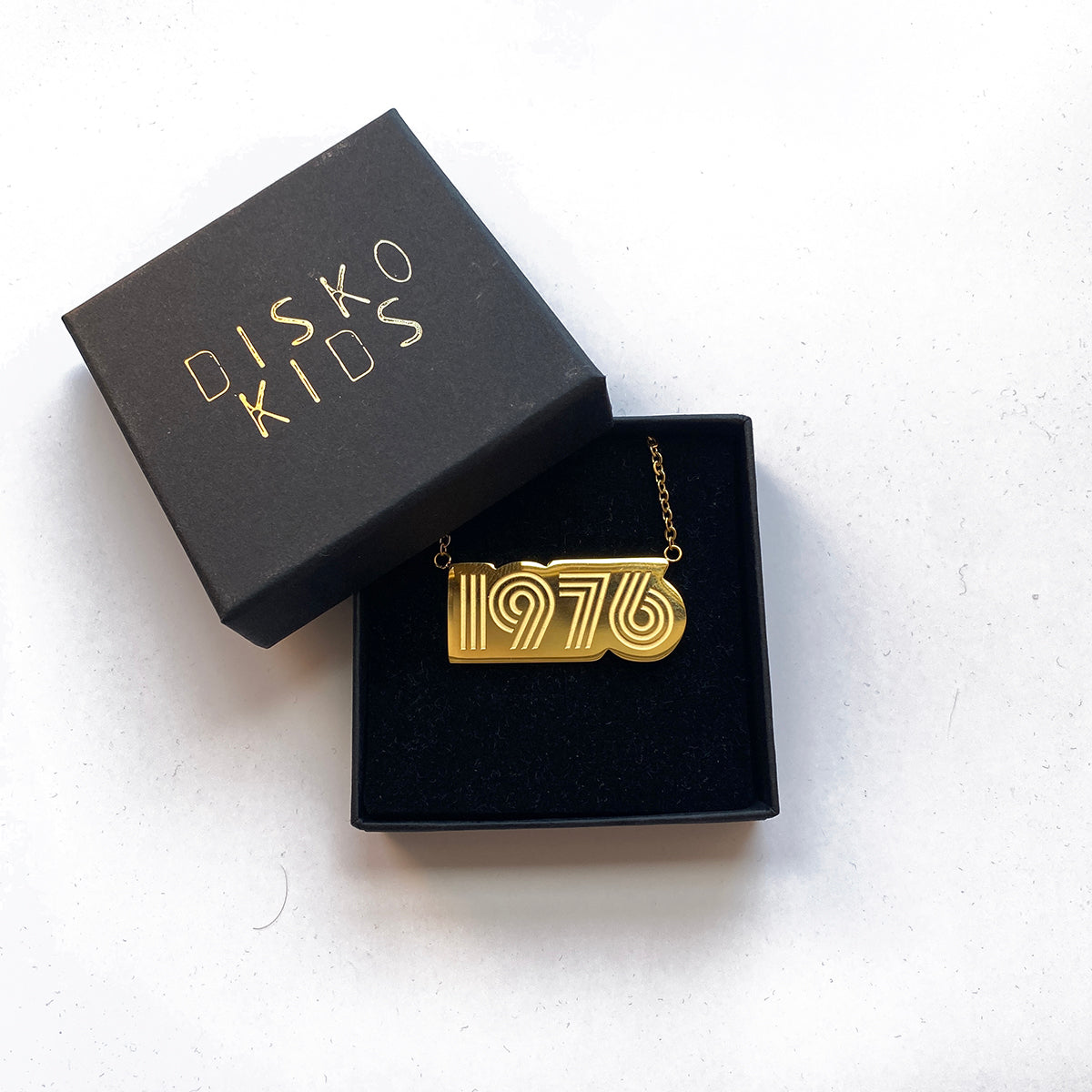 Gold 1976 Birthday Present Pendant Necklace - Disko Kids