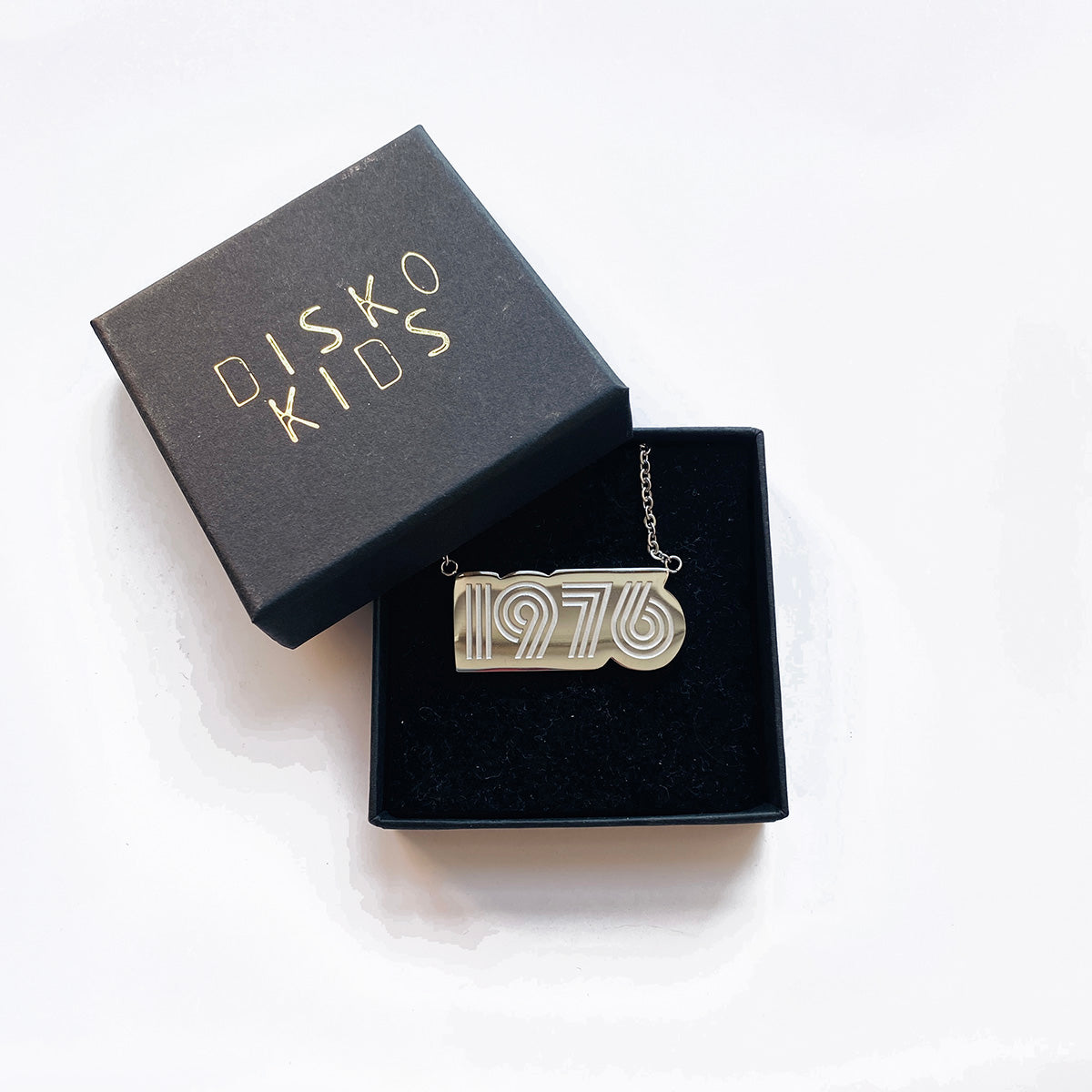 Silver 1976 Birthday Present Pendant Necklace - Disko Kids