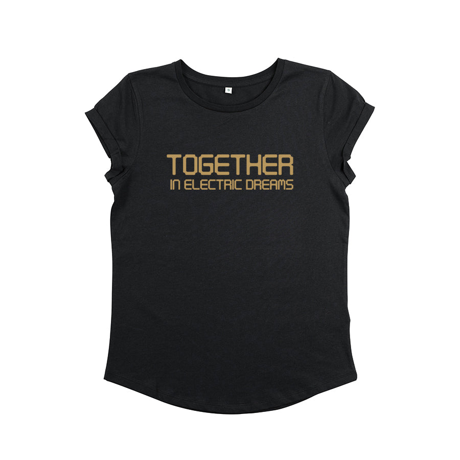 Electric Dreams womens tshirt black and gold - Disko Kids 
