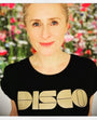 Womens black t-shirt with gold 'DISCO' print - Disko Kids