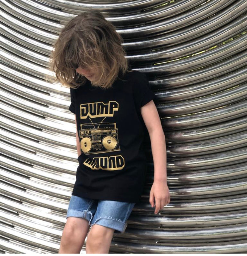 Jump Around Kids Tshirt Black Gold – Disko Kids