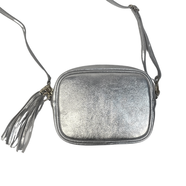 Metallic Silver Leather Disco Bag Disko Kids