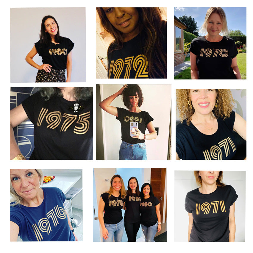 Womens 1974 black Tshirt with gold print - Disko Kids 
