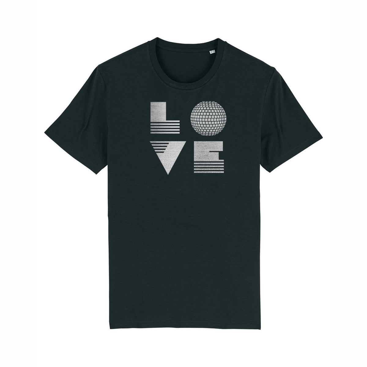 Love Is Unisex Tshirt Black Silver Disko Kids